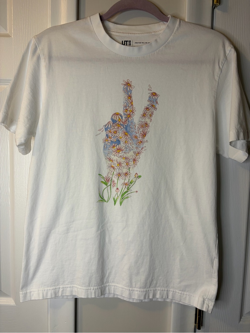 Uniqlo UT JW Anderson Peace For All Floral Graphic Tee White Short Sleeve - S